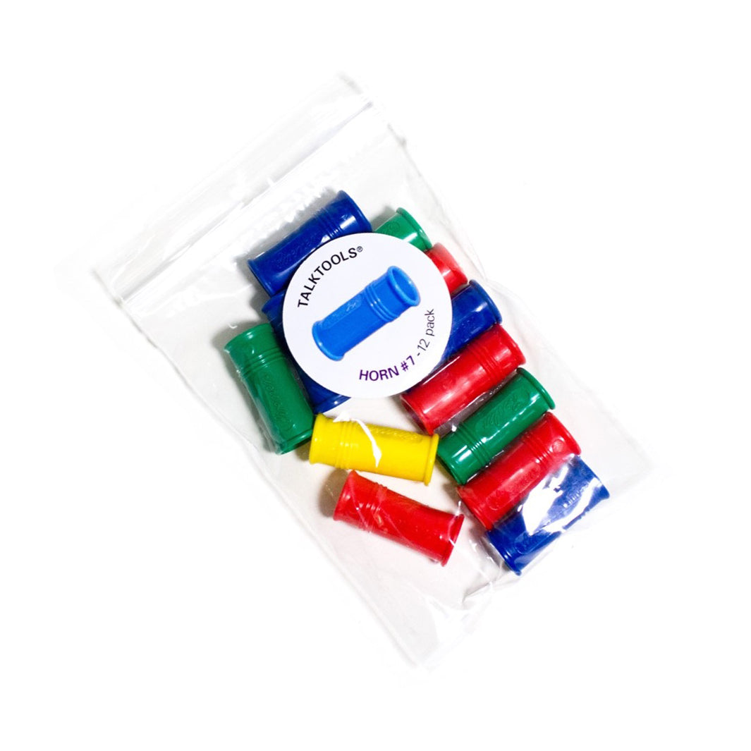 TalkTools Horn #7 - A horn instrument from the TalkTools Horn Hierarchy, utilized in speech therapy and oral motor exercises. It signifies an intermediate level of difficulty within the hierarchy, advancing from #1, the easiest, to #12, the most challenging