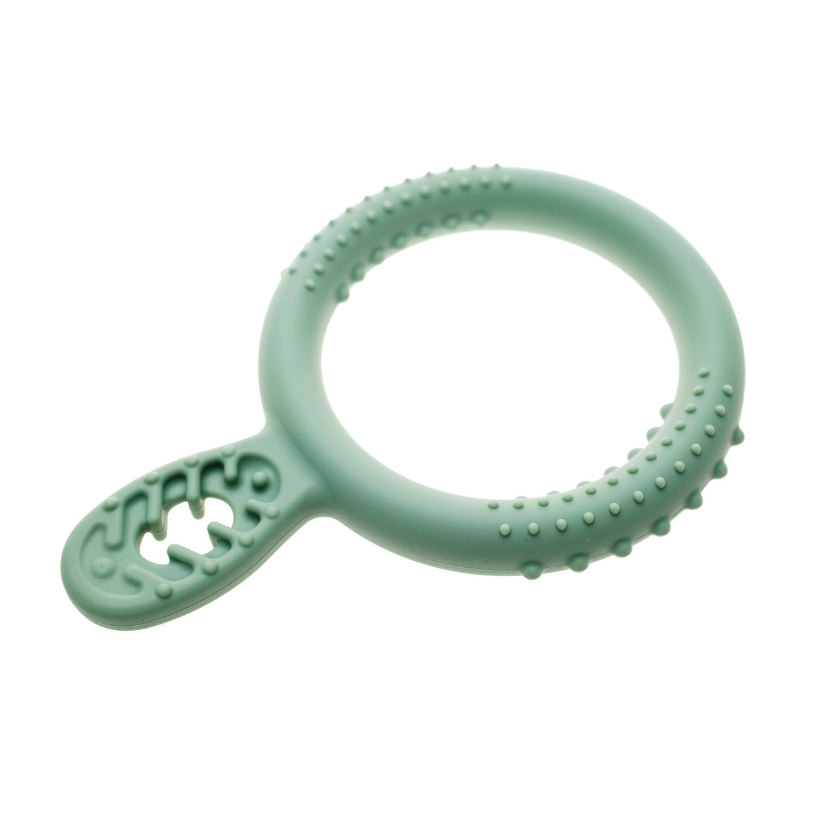 Close view of the textured surface of a TalkTools Itsy Ring spoon