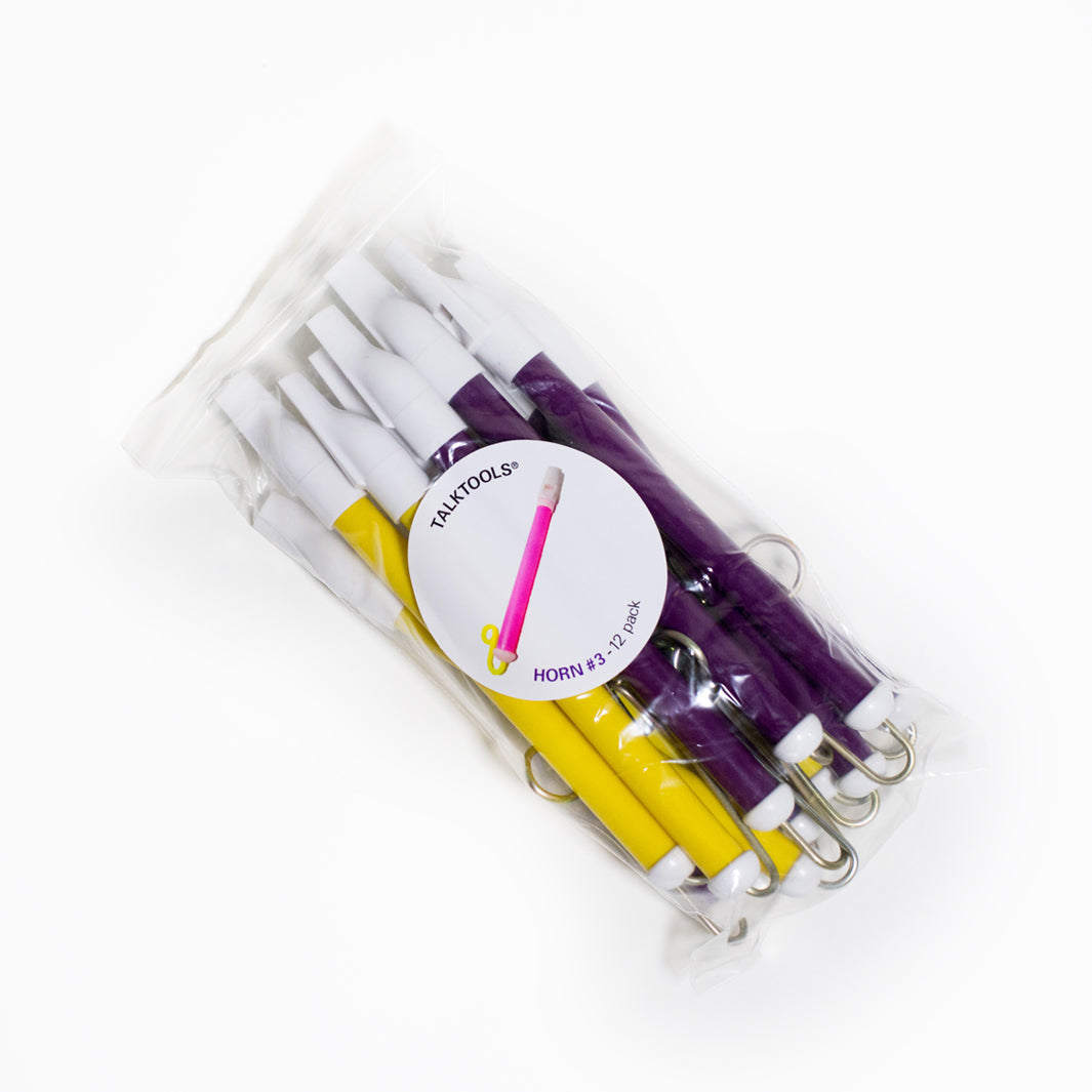 TalkTools Horn #3 - A horn instrument from the TalkTools Horn Hierarchy, intended for speech therapy and oral motor exercises. It represents an intermediate level of difficulty, progressing from the easiest #1 to the most challenging #12