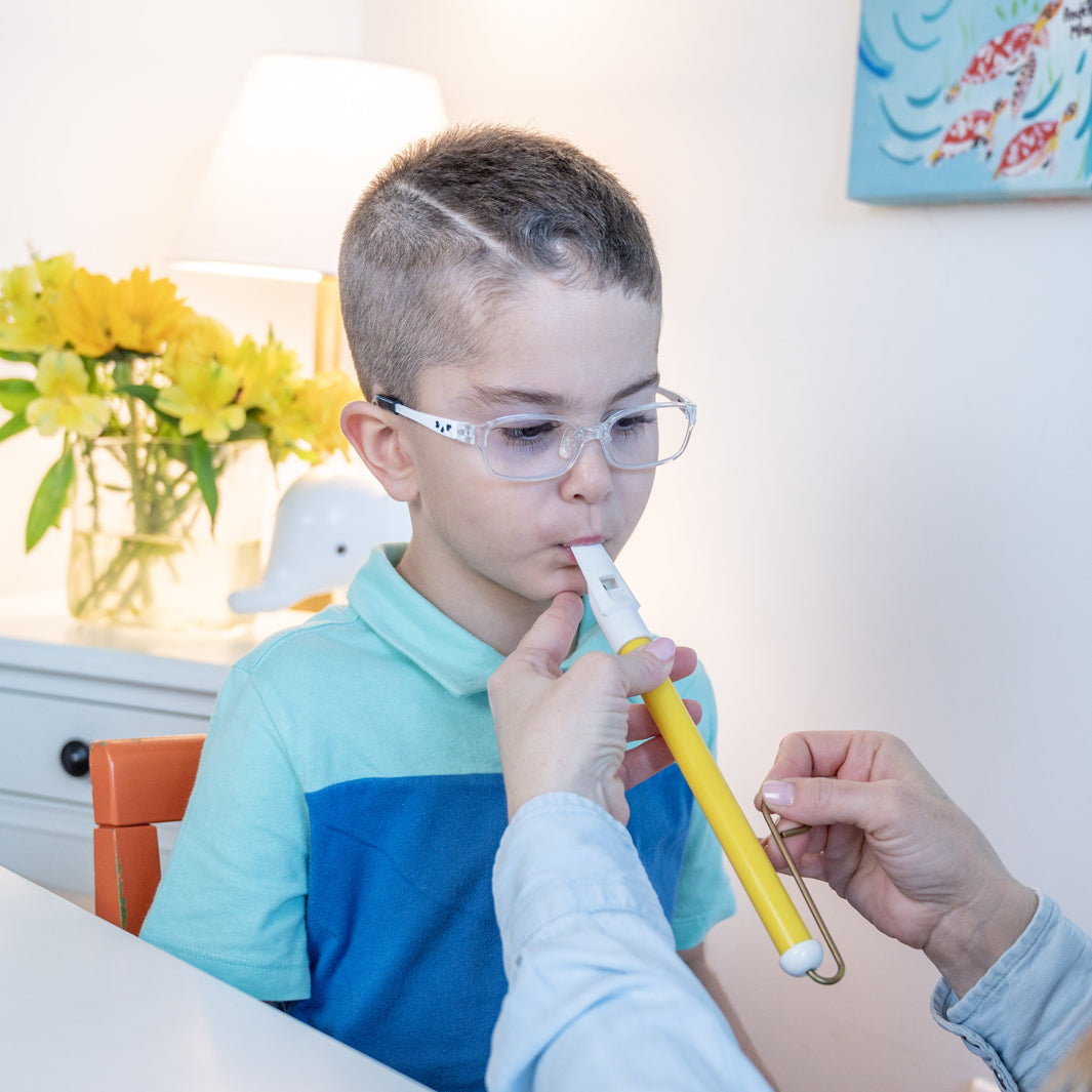 TalkTools Horn #3 - A horn instrument from the TalkTools Horn Hierarchy, intended for speech therapy and oral motor exercises. It represents an intermediate level of difficulty, progressing from the easiest #1 to the most challenging #12