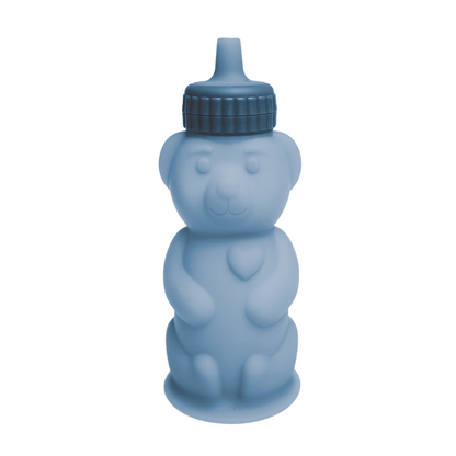 TalkTools Honey Bear Silicone in Ocean blue with a dark lid