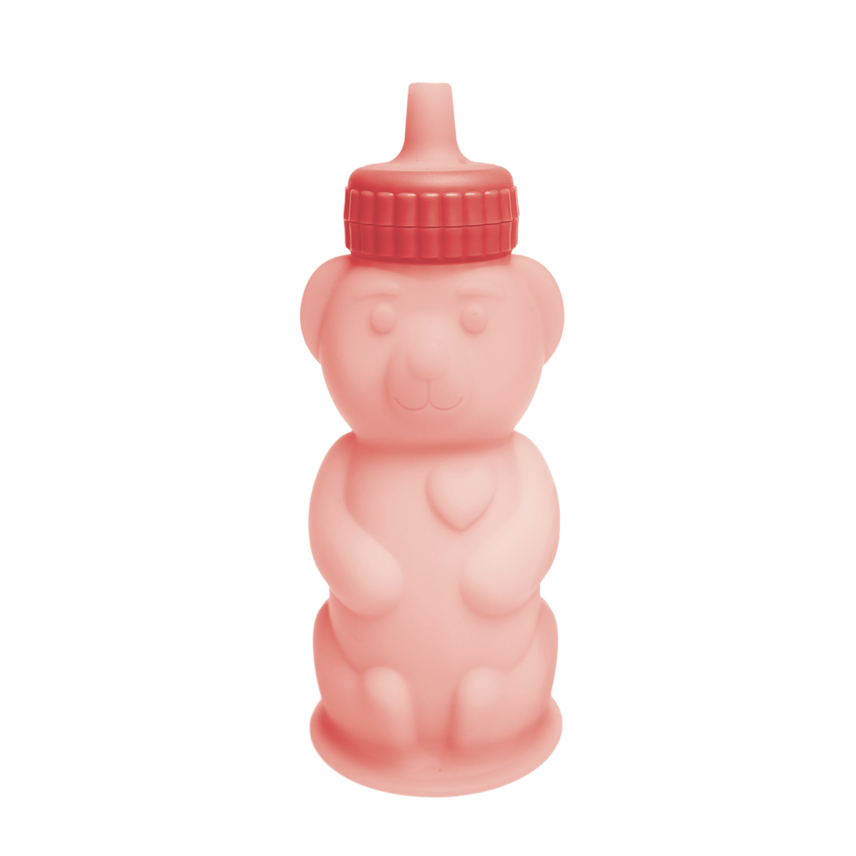 TalkTools Honey Bear Silicone in Bubblegum pink with a red cap